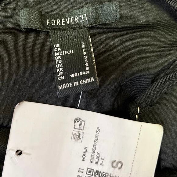 NEW Forever 21 Black Mesh Ruched Sleeveless Cami Camisole Bodysuit Tank Top Sz S - Picture 4 of 5